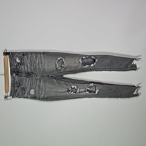 American Eagle gray distressed next level stretch size 0 super high rise jegging